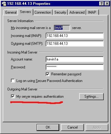 IMAP configuration in Windows
